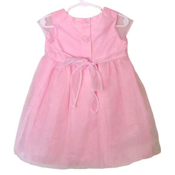 La Princess Sheer Pink Infant Girl Dress w/ Pink Rosettes 24 Months - Picture 10 of 10
